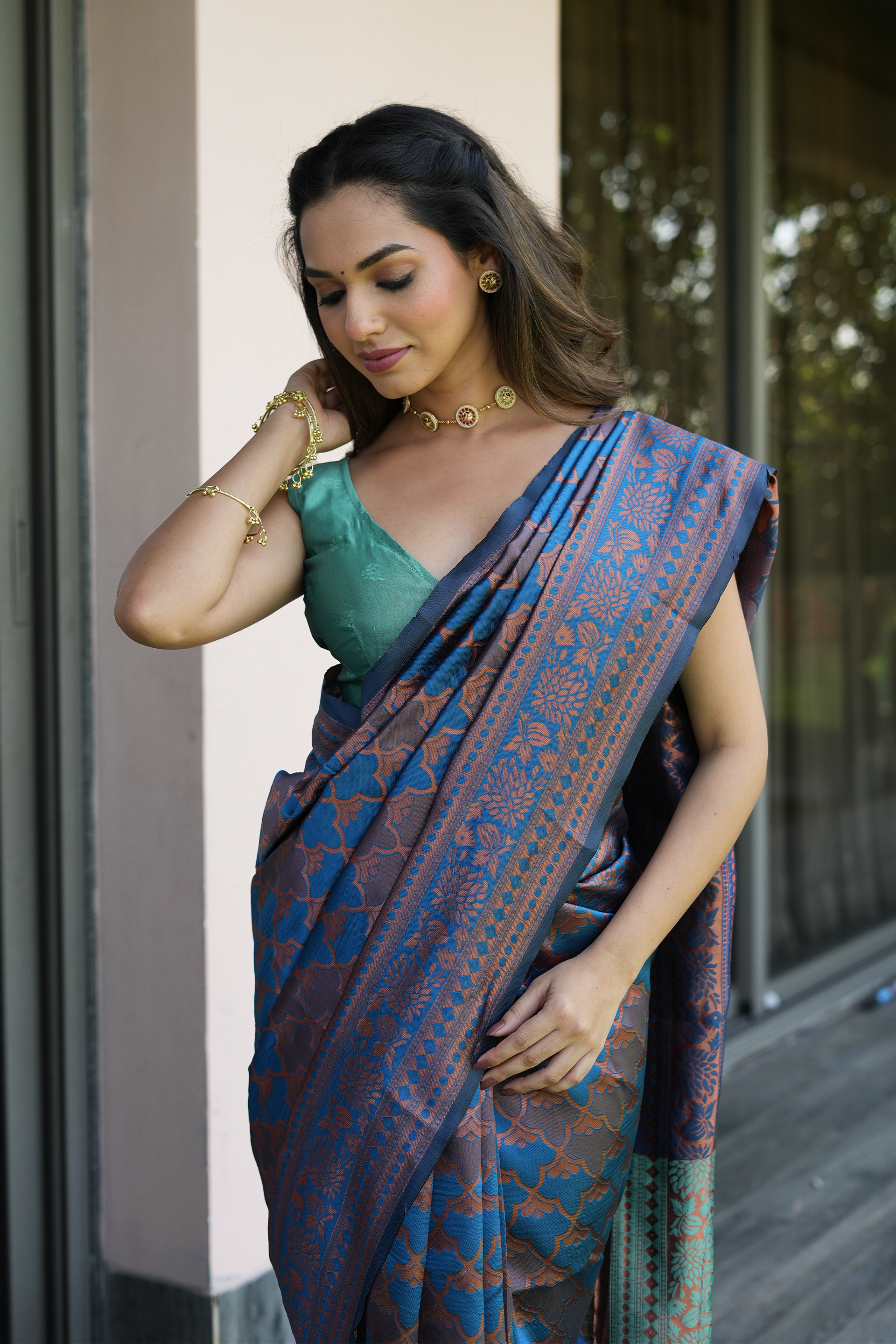 Blue Woven Banarasi Silk Saree