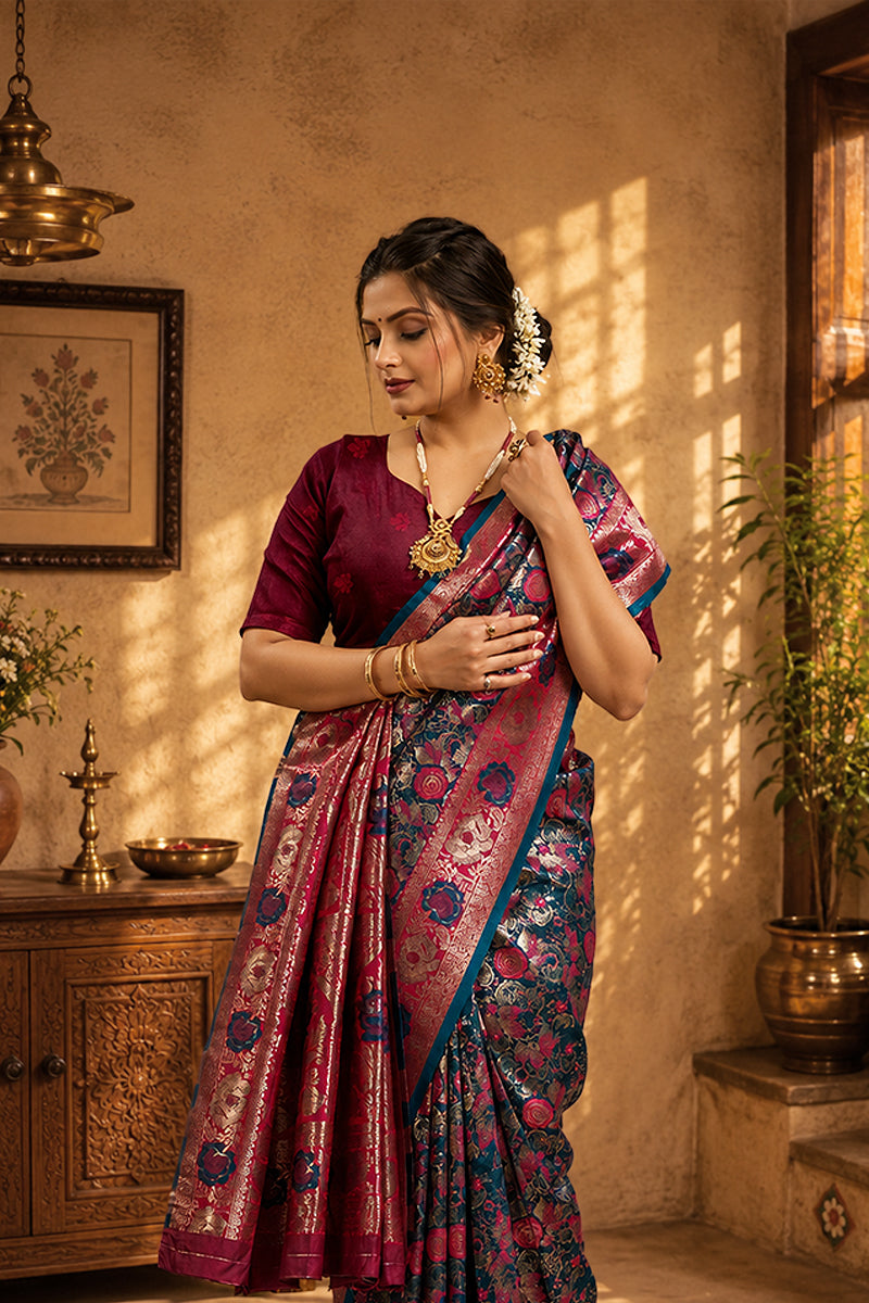 Blue Woven Kanjivaram Silk Saree
