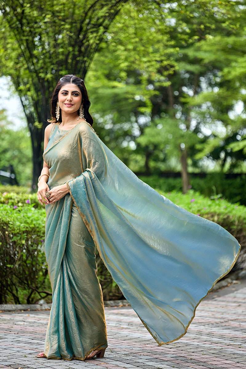 Blue Silk Saree- Ready To Wear