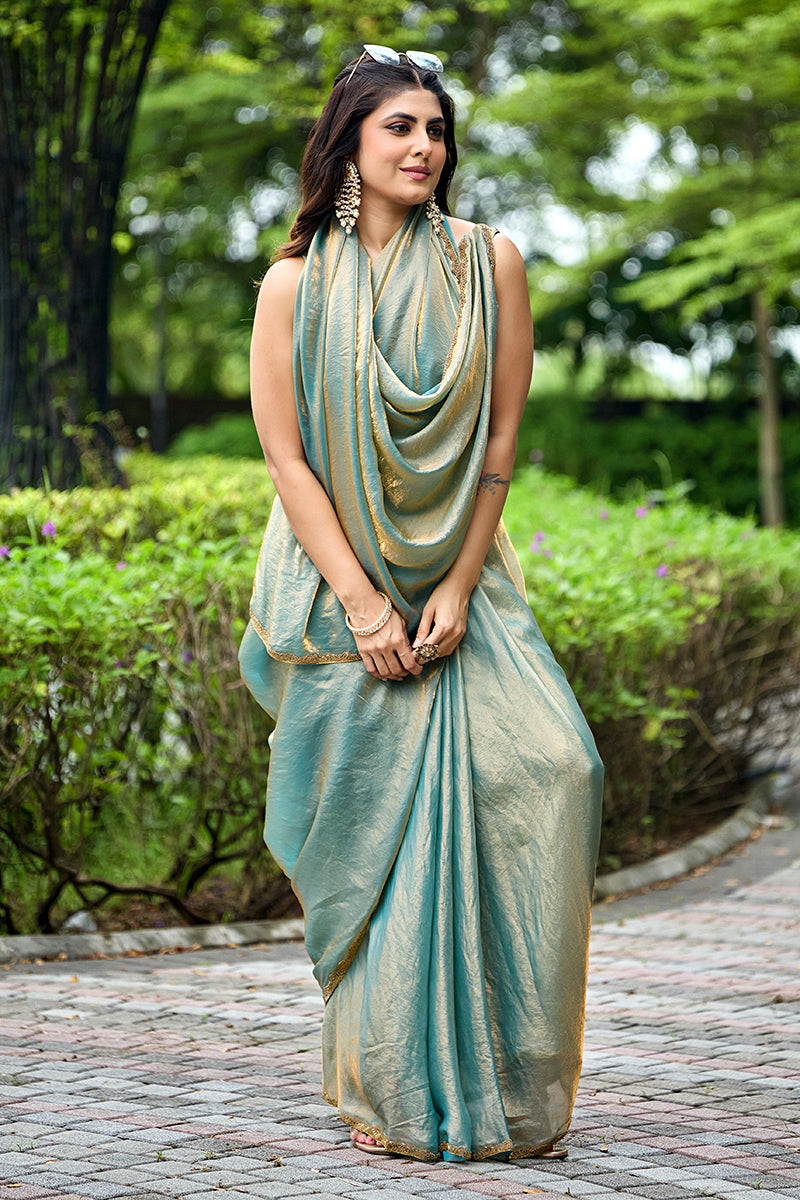 Blue Silk Saree- Ready To Wear