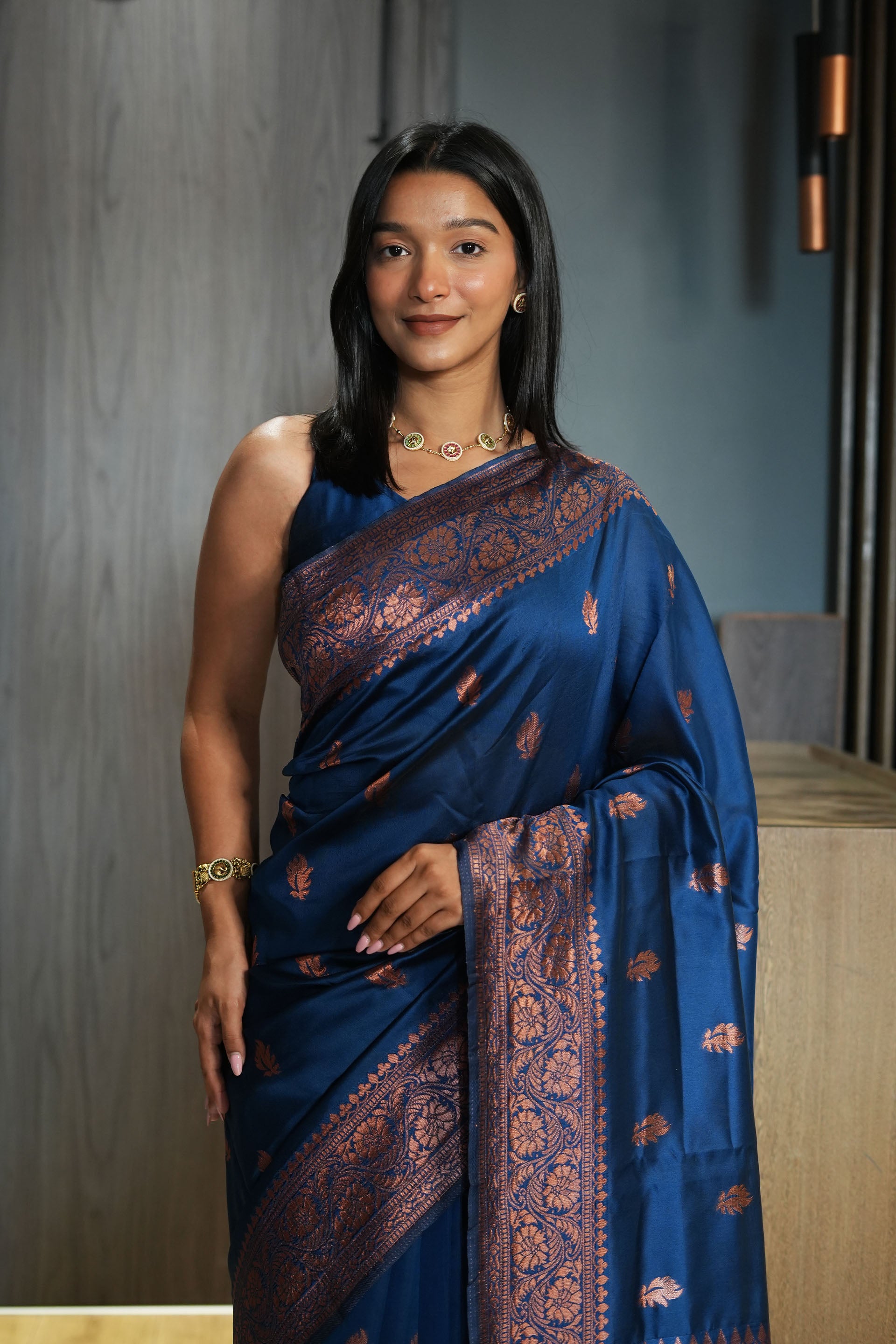 Blue Woven Banarasi Silk Saree