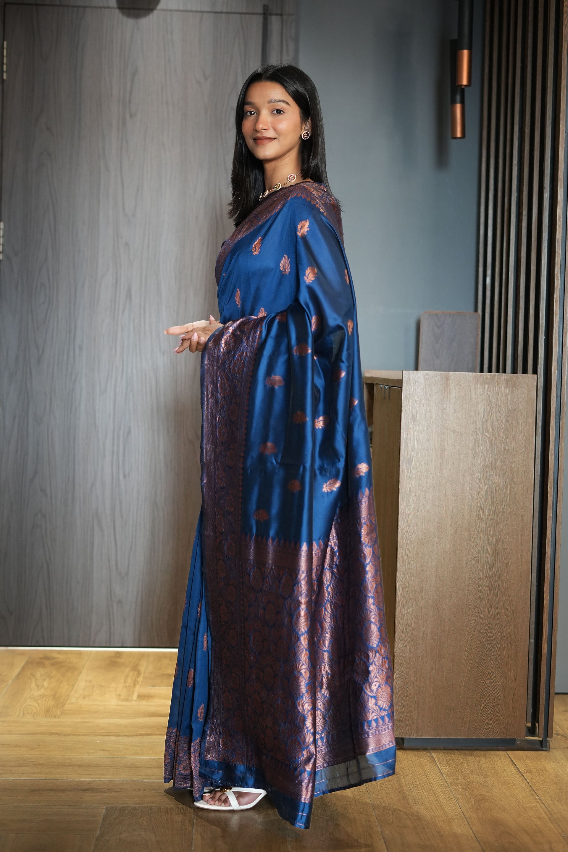 Blue Woven Banarasi Silk Saree