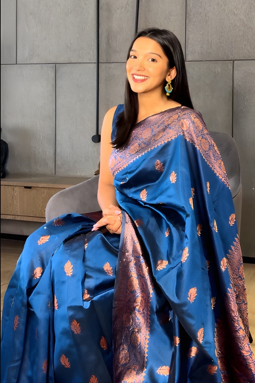 Blue Woven Banarasi Silk Saree