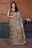 Brown Lotus Cotton Blend Jacquard Zari Saree