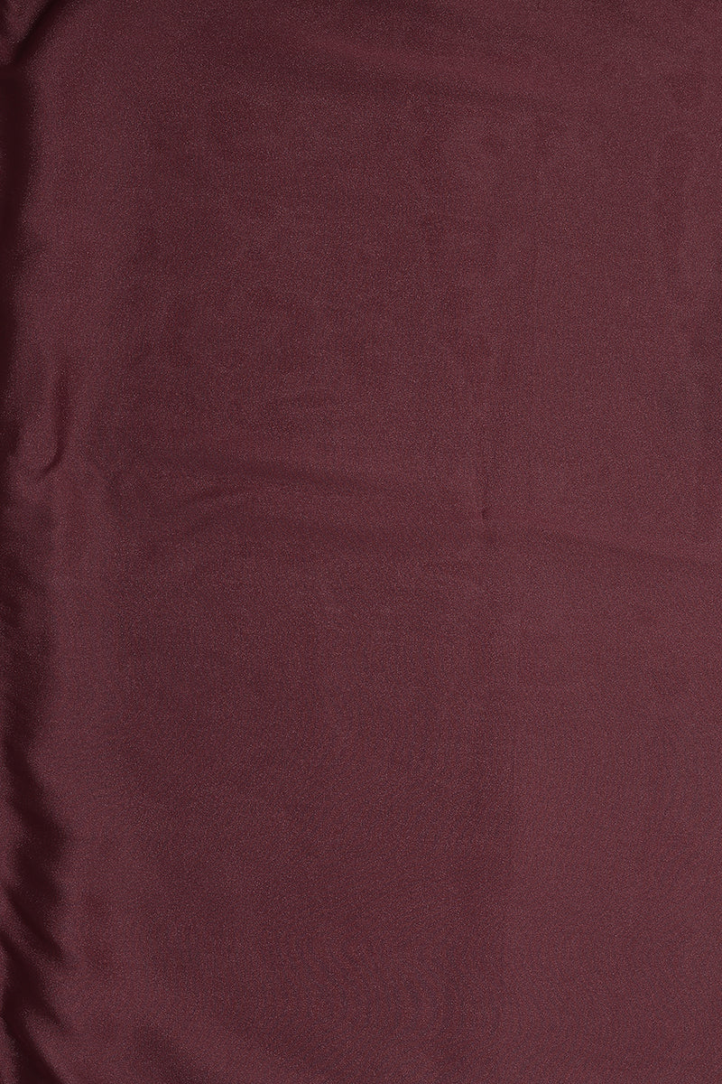 Burgundy Solid Plain Georgette Saree