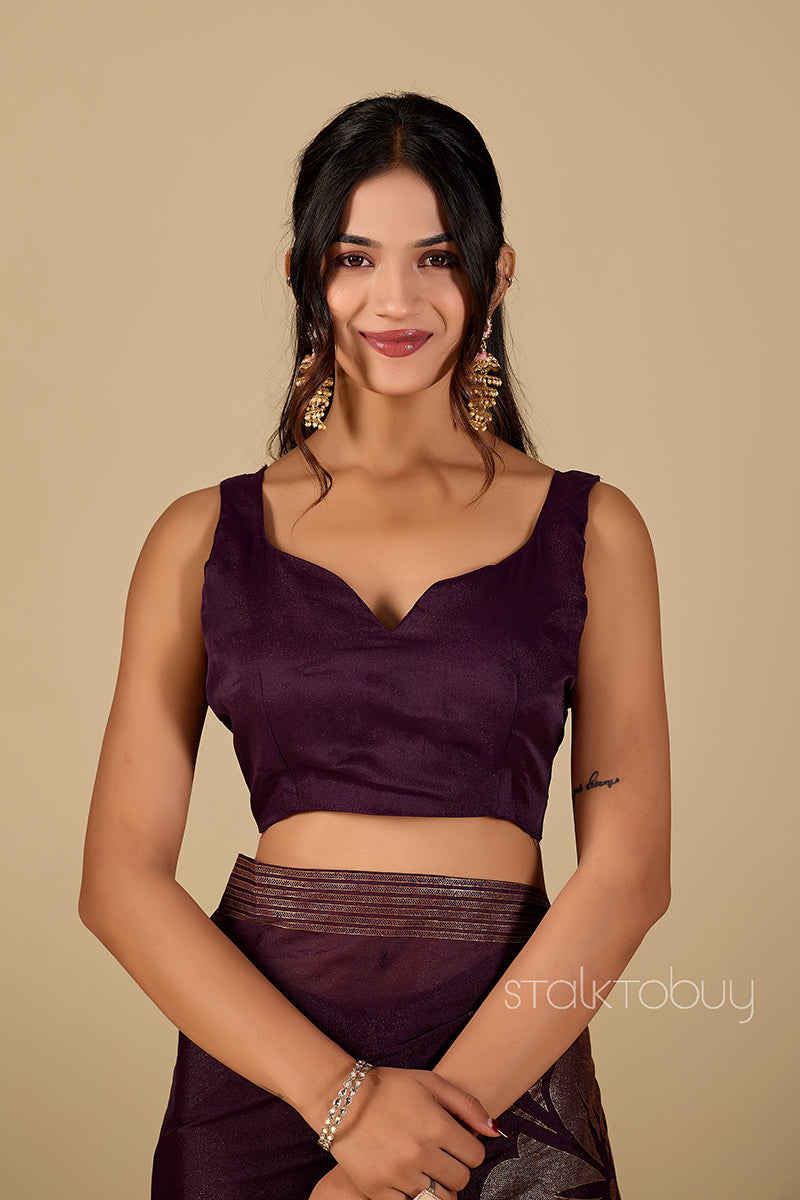 Burgundy  Foil Printed Georgette Saree