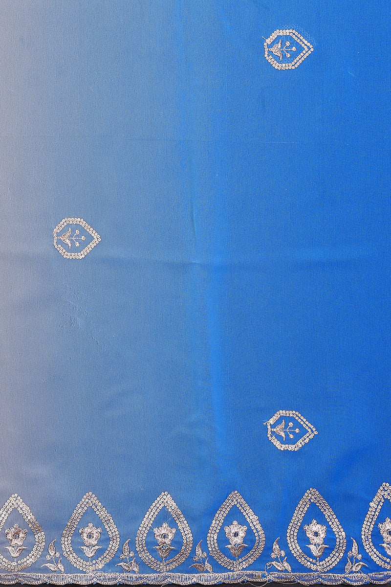 Blue Georgette Embroidered Saree