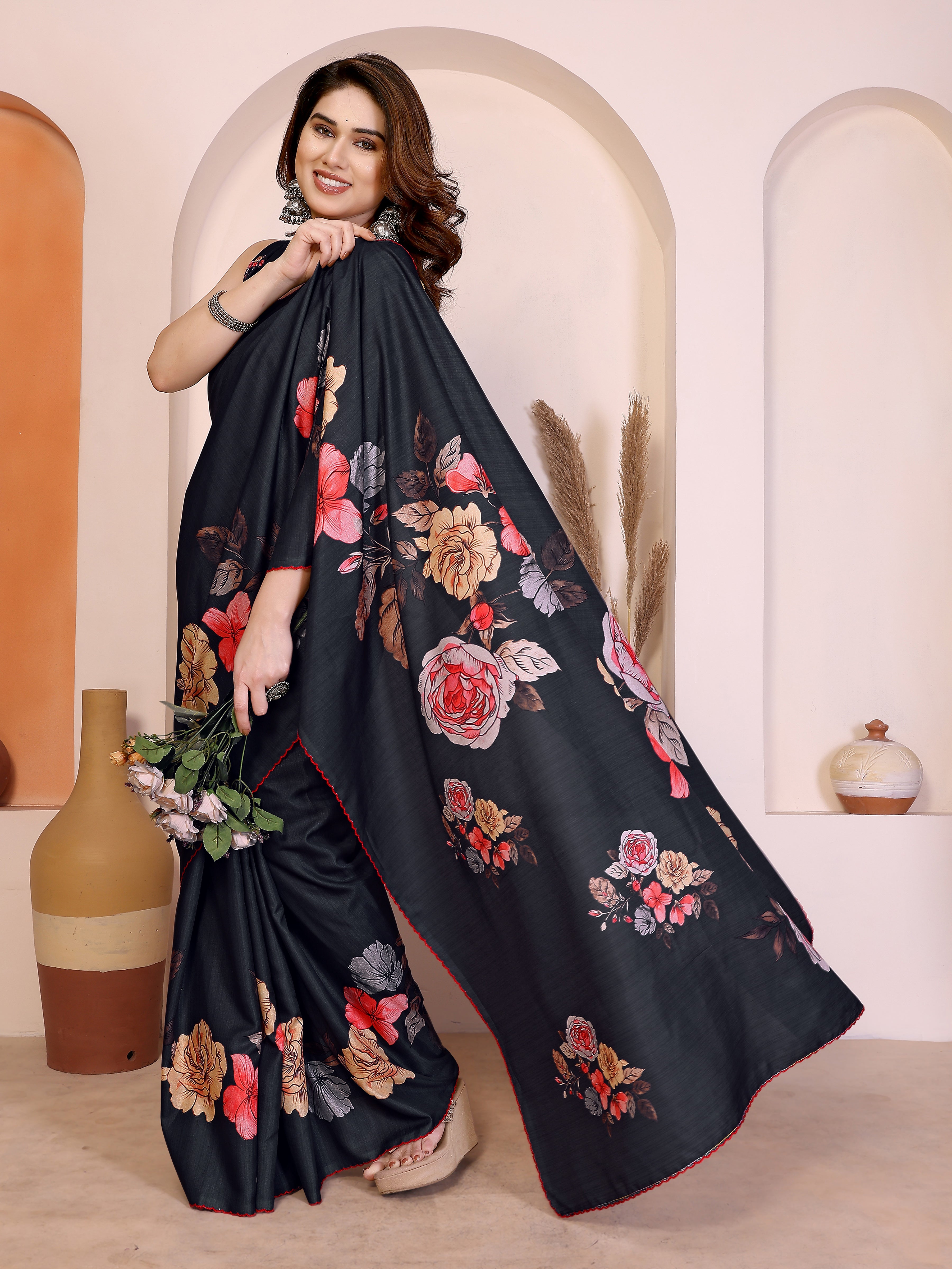 Black Manipuri Silk Saree