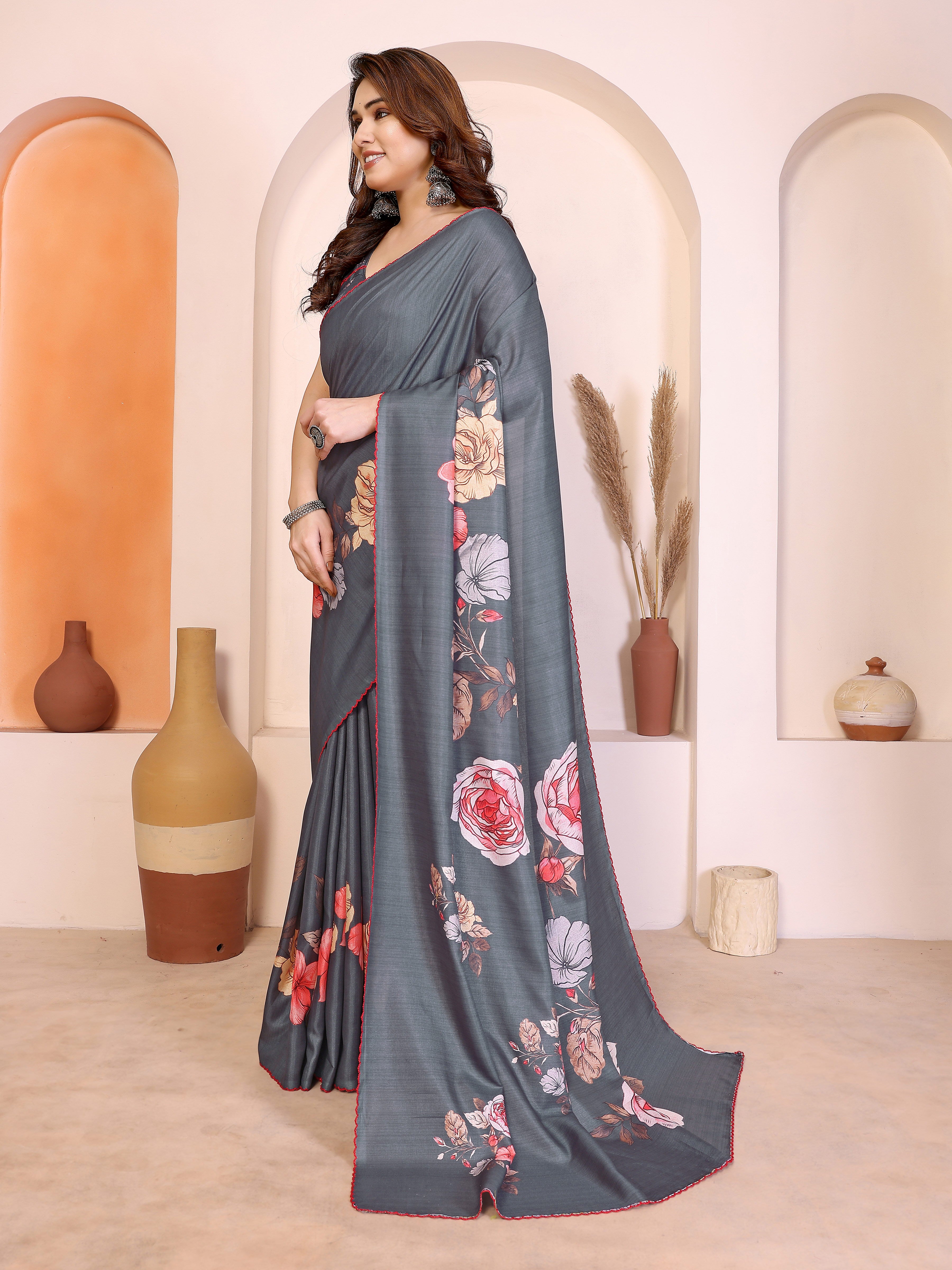 Grey Manipuri Silk Saree