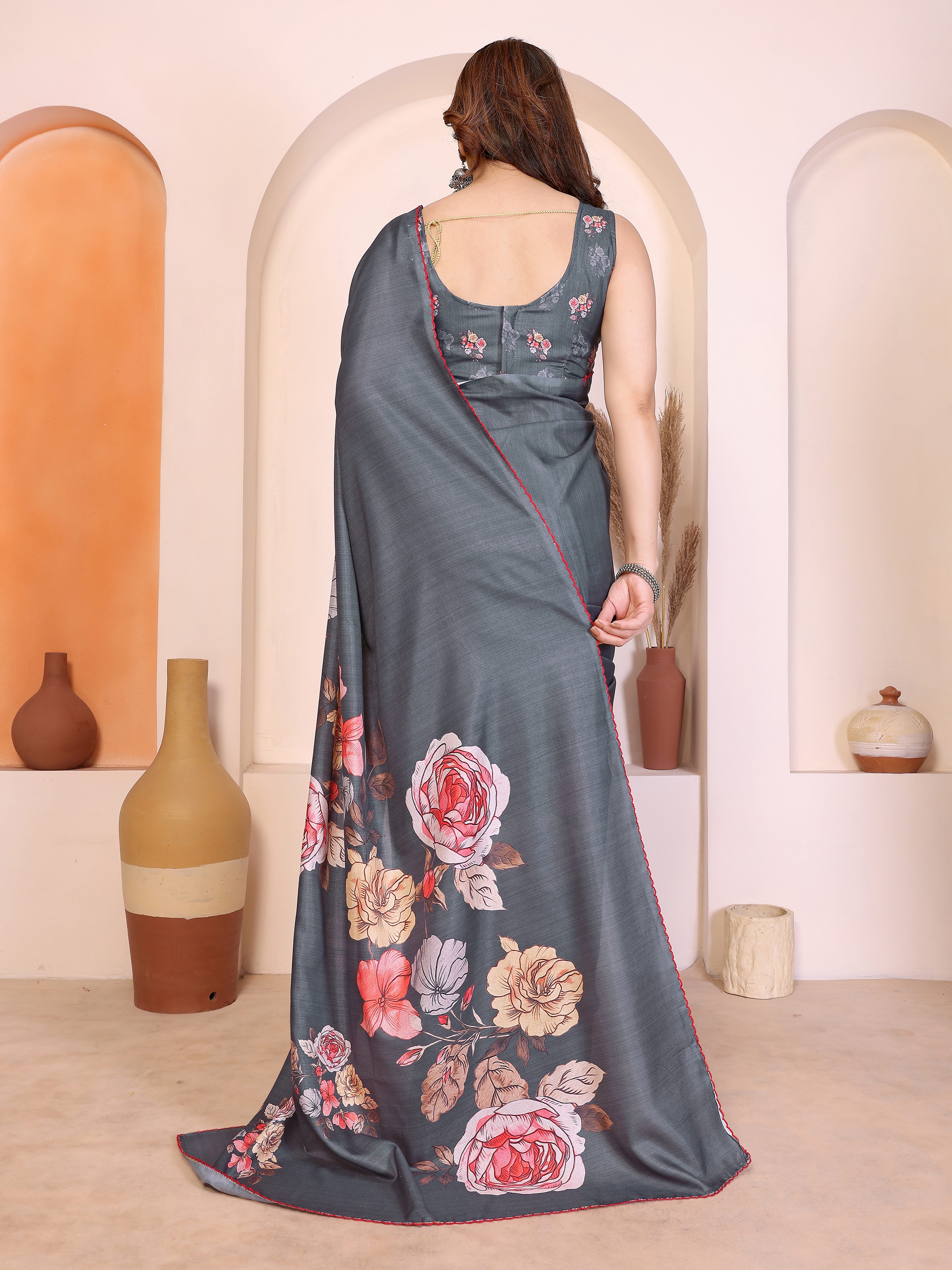 Grey Manipuri Silk Saree