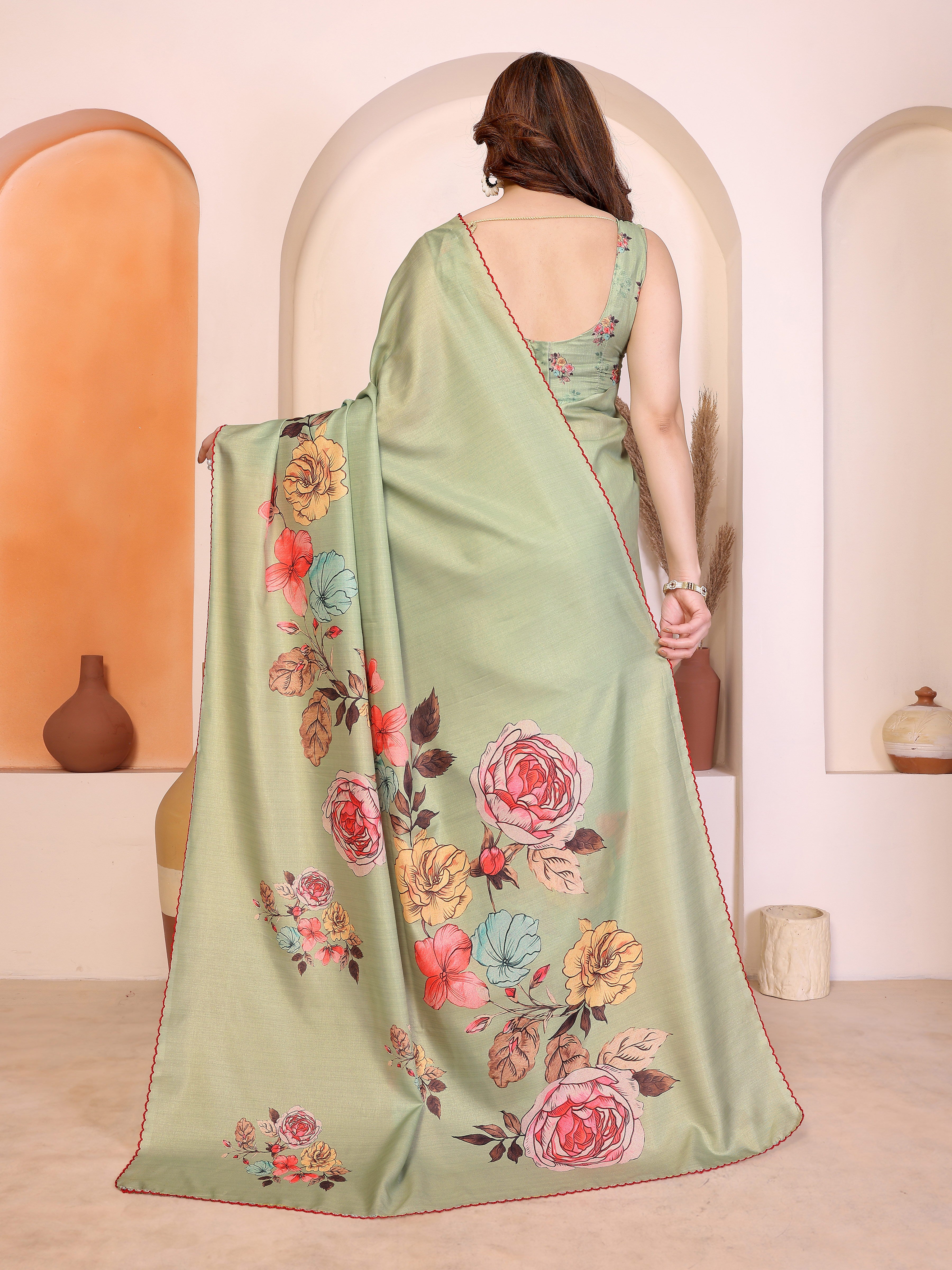 Pista Manipuri Silk Saree