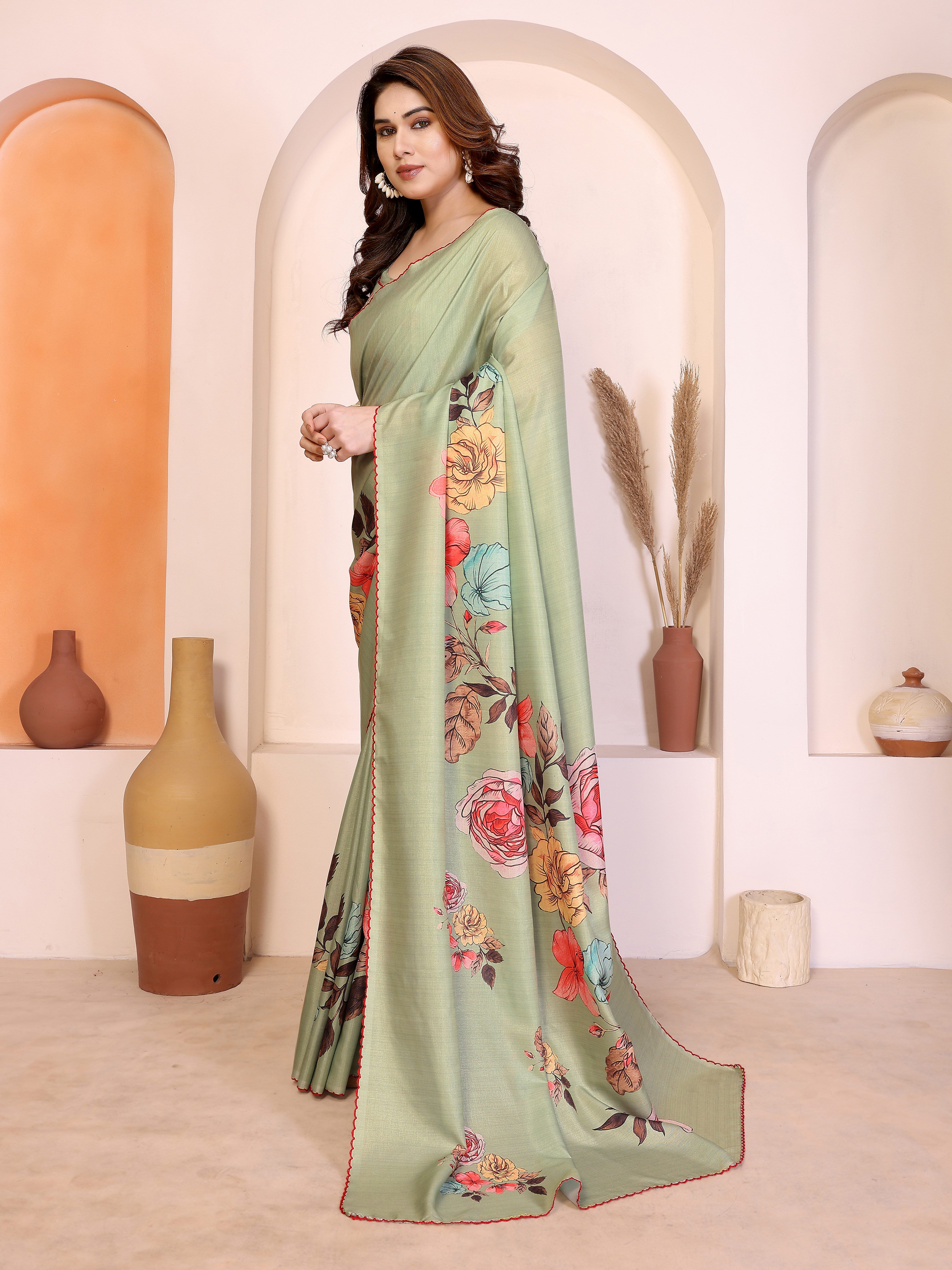 Pista Manipuri Silk Saree