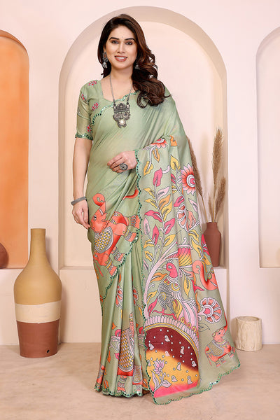 Pista Kalamkari Printed Saree