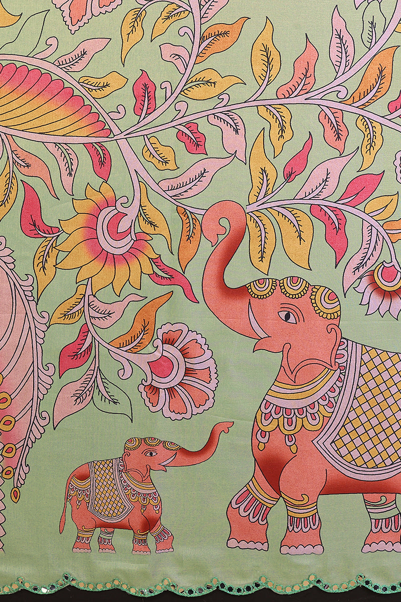 Pista Kalamkari Printed Saree