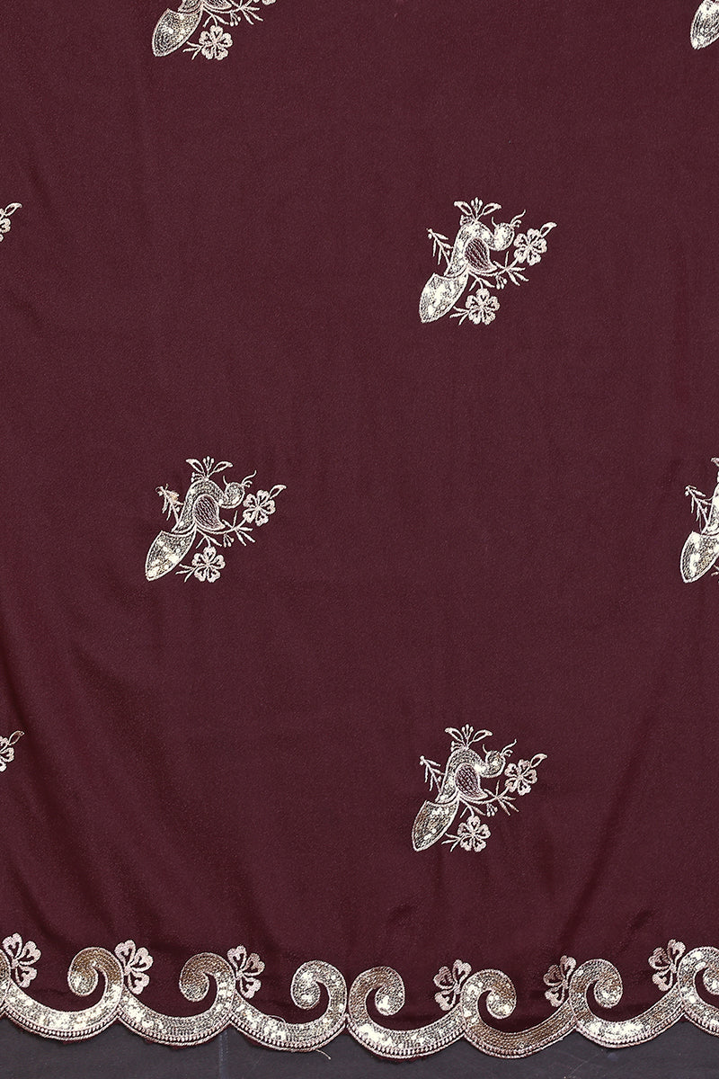 Purple Star Georgette Embroidered Saree