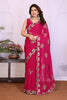 Pink Star Georgette Embroidered Saree