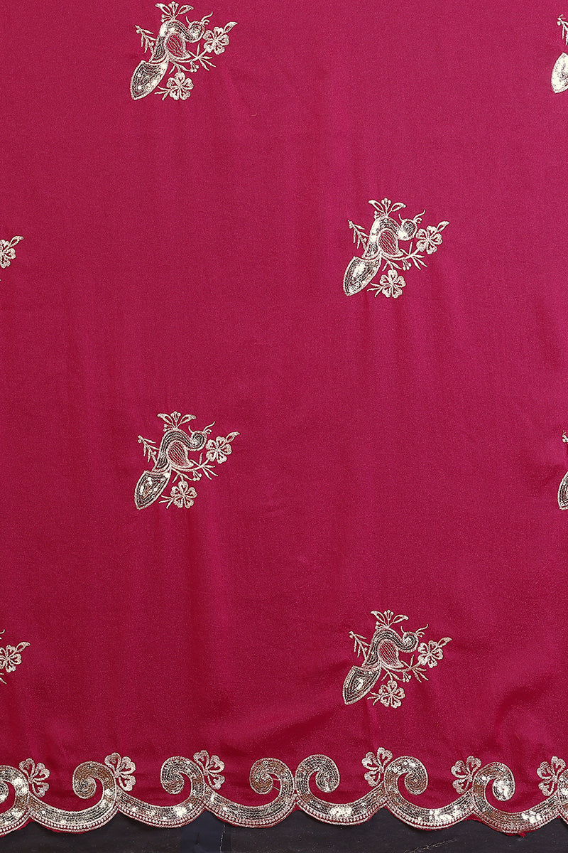 Pink Star Georgette Embroidered Saree
