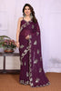 Wine Star Georgette Embroidered Saree