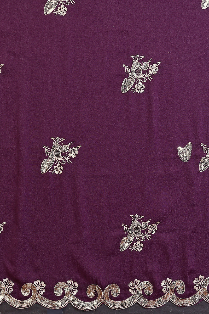 Wine Star Georgette Embroidered Saree