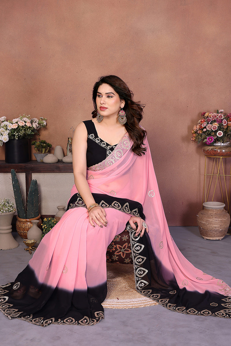 Black Georgette Embroidered Saree