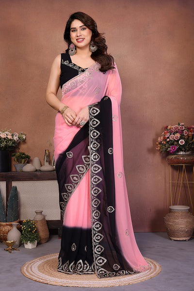 Black Georgette Embroidered Saree