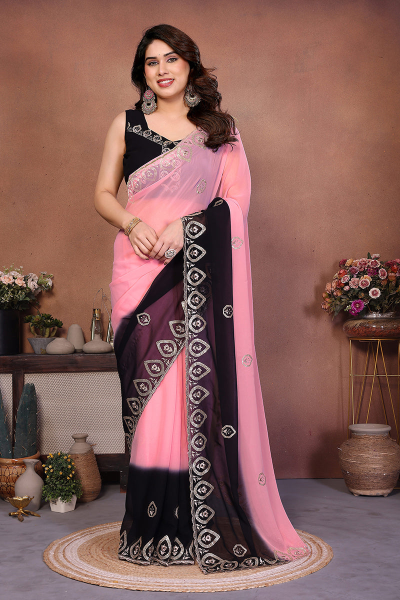 Black Georgette Embroidered Saree