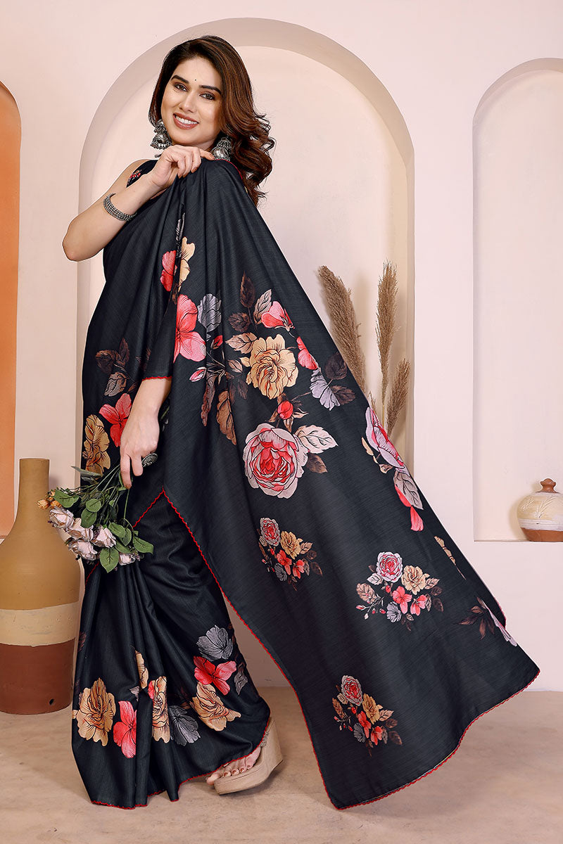 Black Manipuri Silk Saree