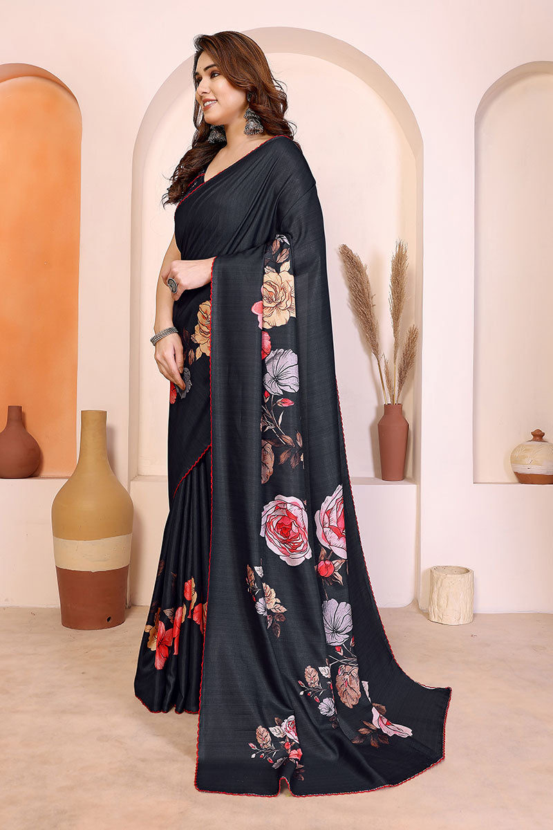 Black Manipuri Silk Saree