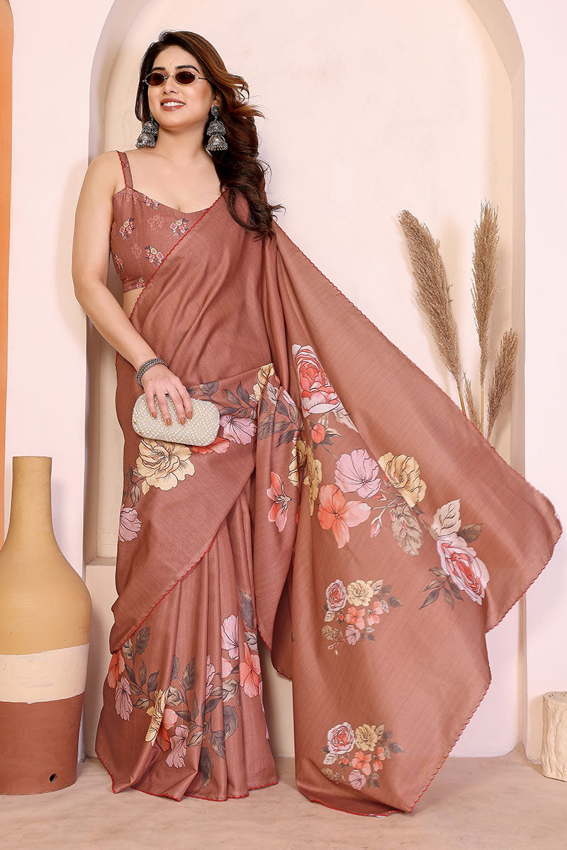 Brown Manipuri Silk Saree