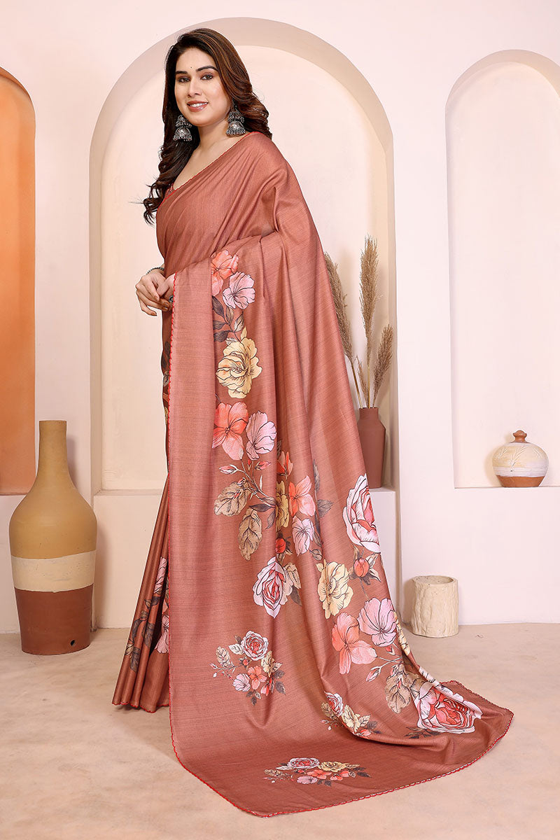 Brown Manipuri Silk Saree
