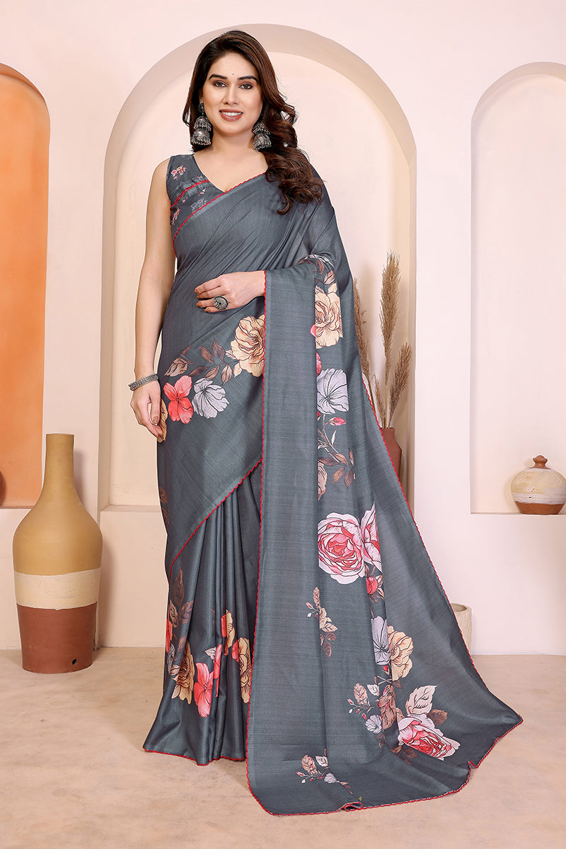 Grey Manipuri Silk Saree