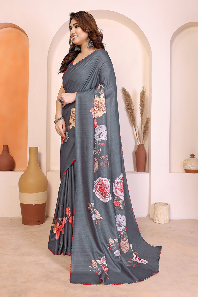 Grey Manipuri Silk Saree