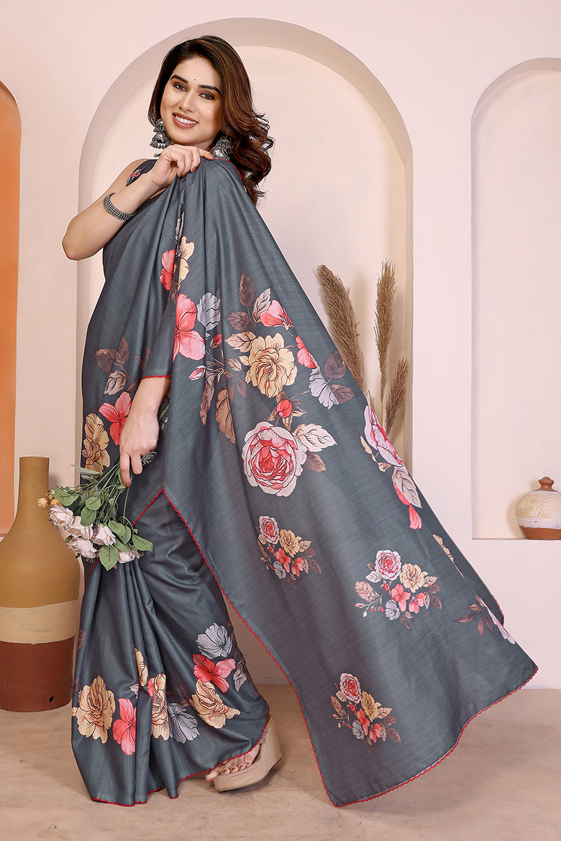 Grey Manipuri Silk Saree