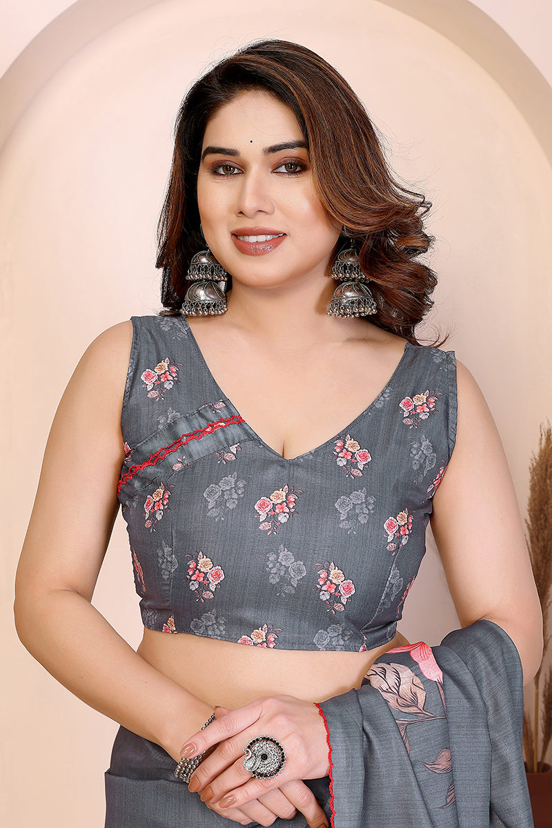 Grey Manipuri Silk Saree