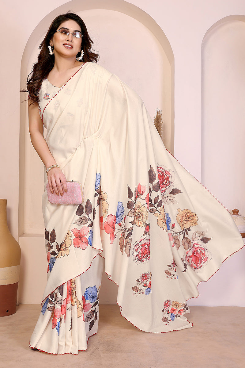 White Manipuri Silk Saree