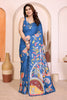 Blue Kalamkari Printed Saree