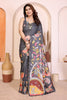 Grey Kalamkari Printed Saree