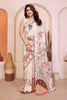 White Kalamkari Printed Saree