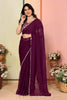 Purple Striped Georgette Saree