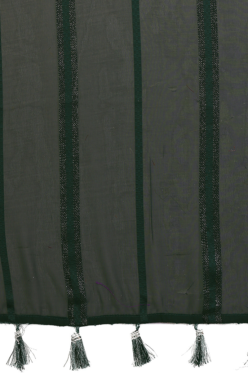 Dark Green Plain Georgette Saree