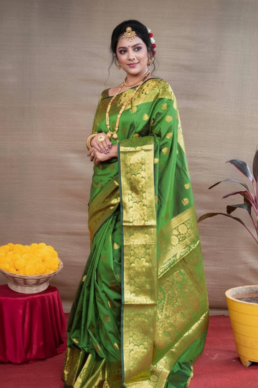 Light Green Woven Silk Blend Saree