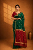 Dark Green Toned Cotton Silk Saree