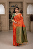 Orange Handloom Woven Banarasi Silk Saree