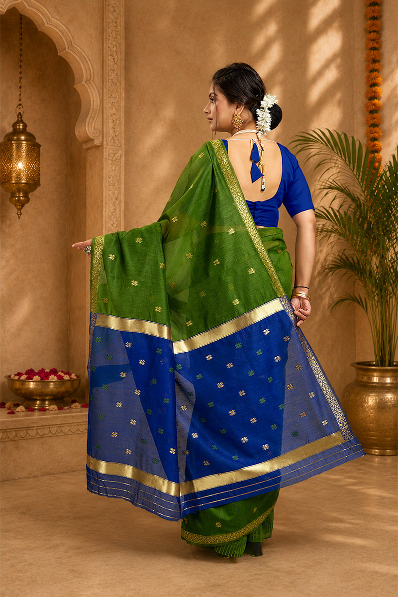 Green Toned Cotton Silk Saree