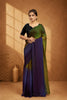 Green Ready To Wear Two Toned Nylon Silk Saree
