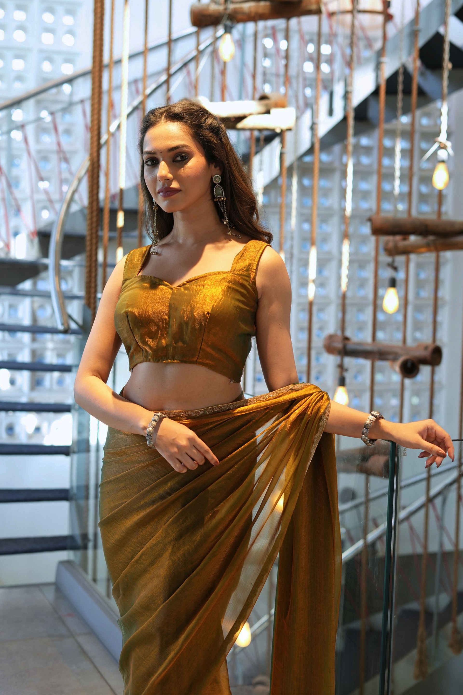 Golden Jimmy Choo Silk Saree