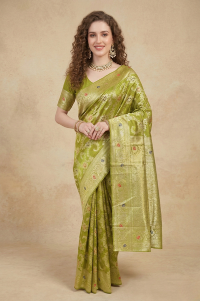 Green Butti Banarasi Silk Saree