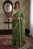 Green Crunchy Silk Embroidery Saree