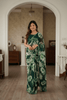 Green Floral Printed Georgette Saree