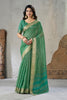 Green Linen Cotton Zari Border Saree